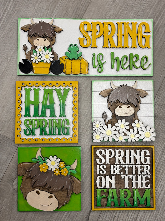 Spring - highland cow square inserts