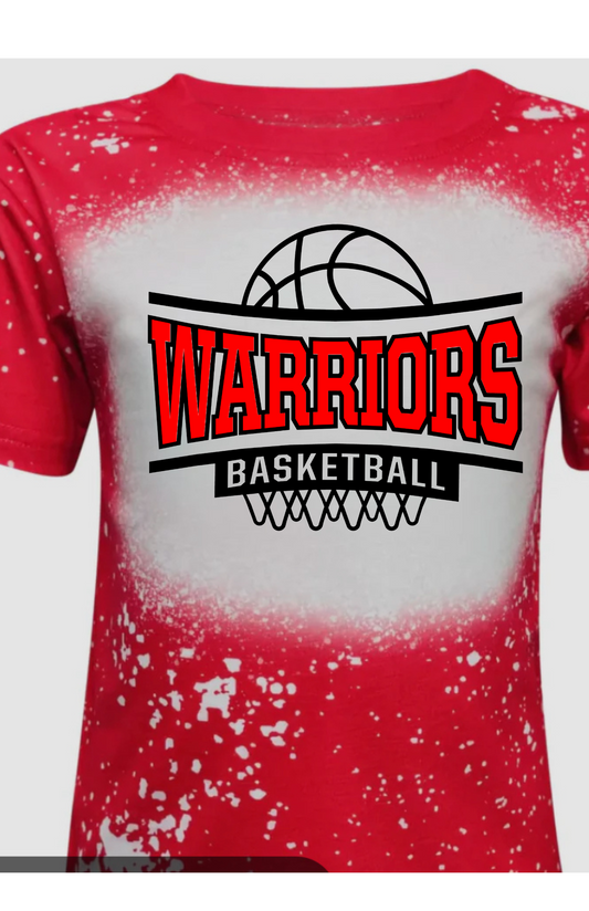 Warriors basketball tee bleached style
