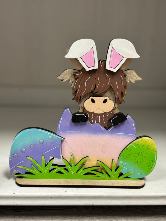 Easter highland cow shelf sitters