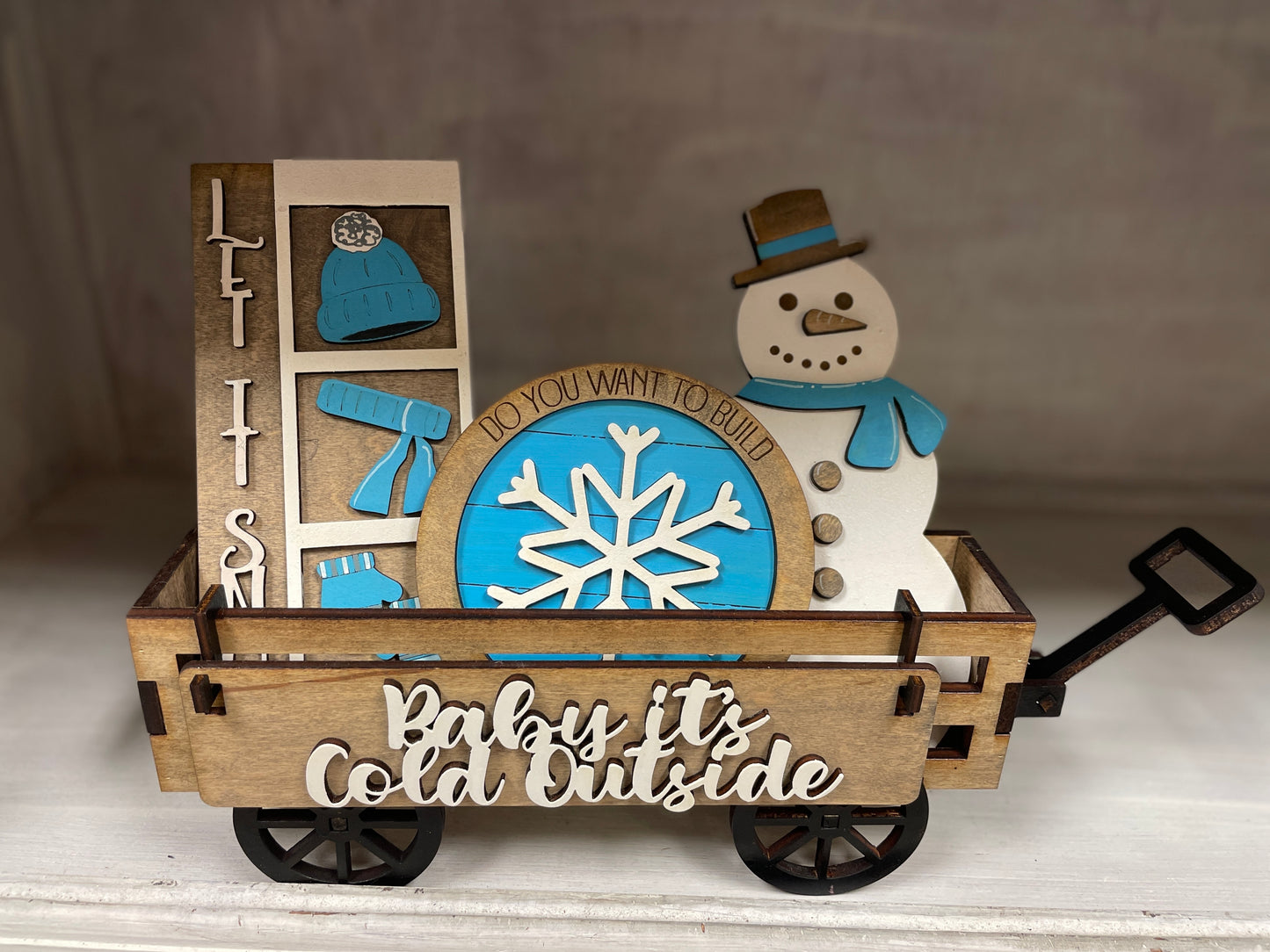 Baby it’s cold outside wagon/shelf set