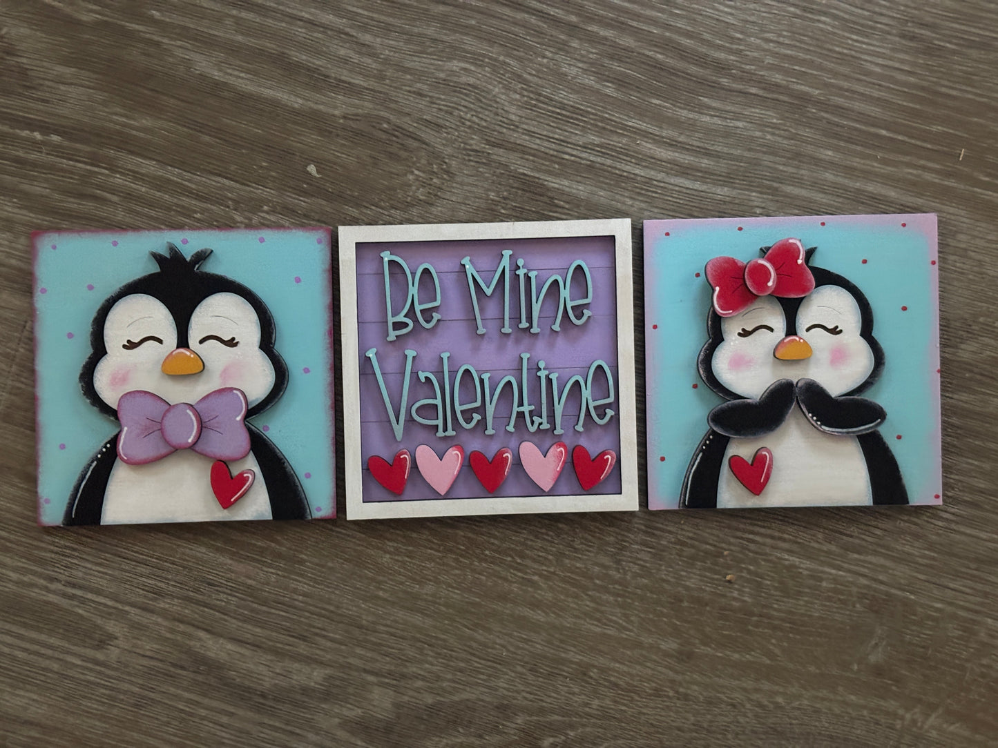 Valentine’s penguin interchangeable square inserts