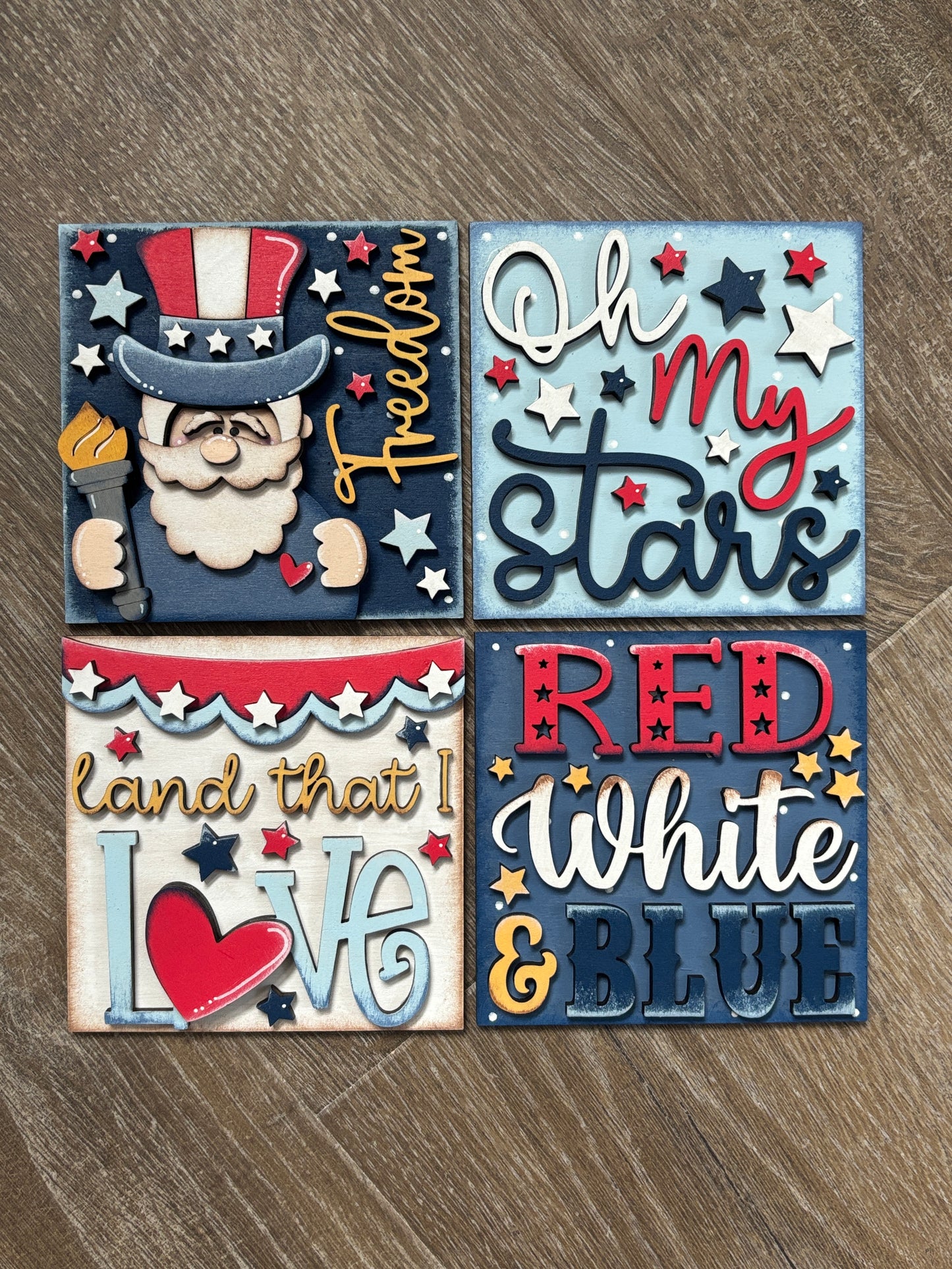 Patriotic July 4th square inserts