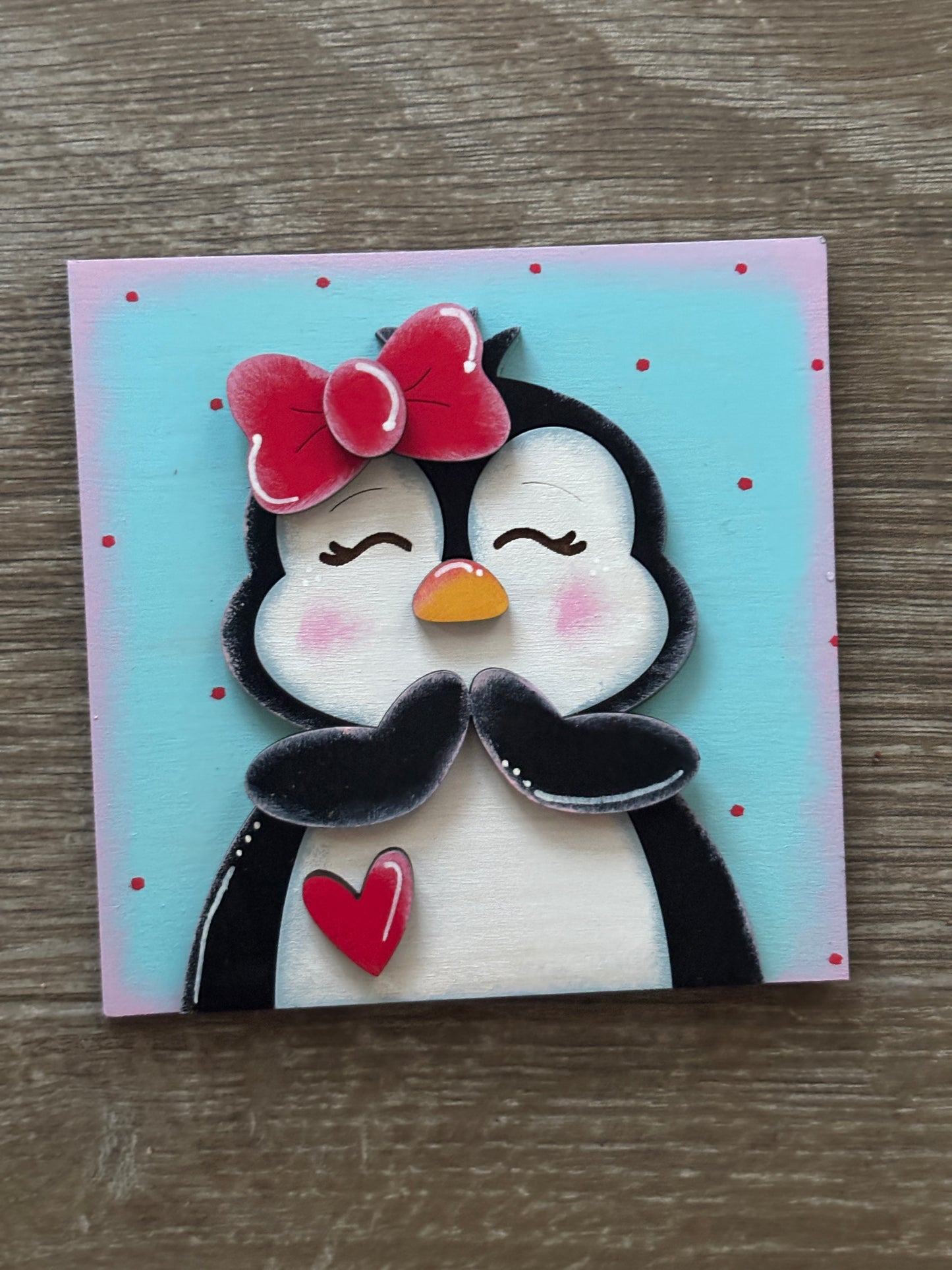 Valentine’s penguin interchangeable square inserts