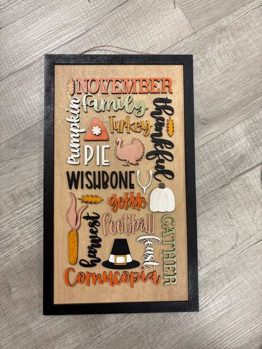 Thanksgiving word collage sign