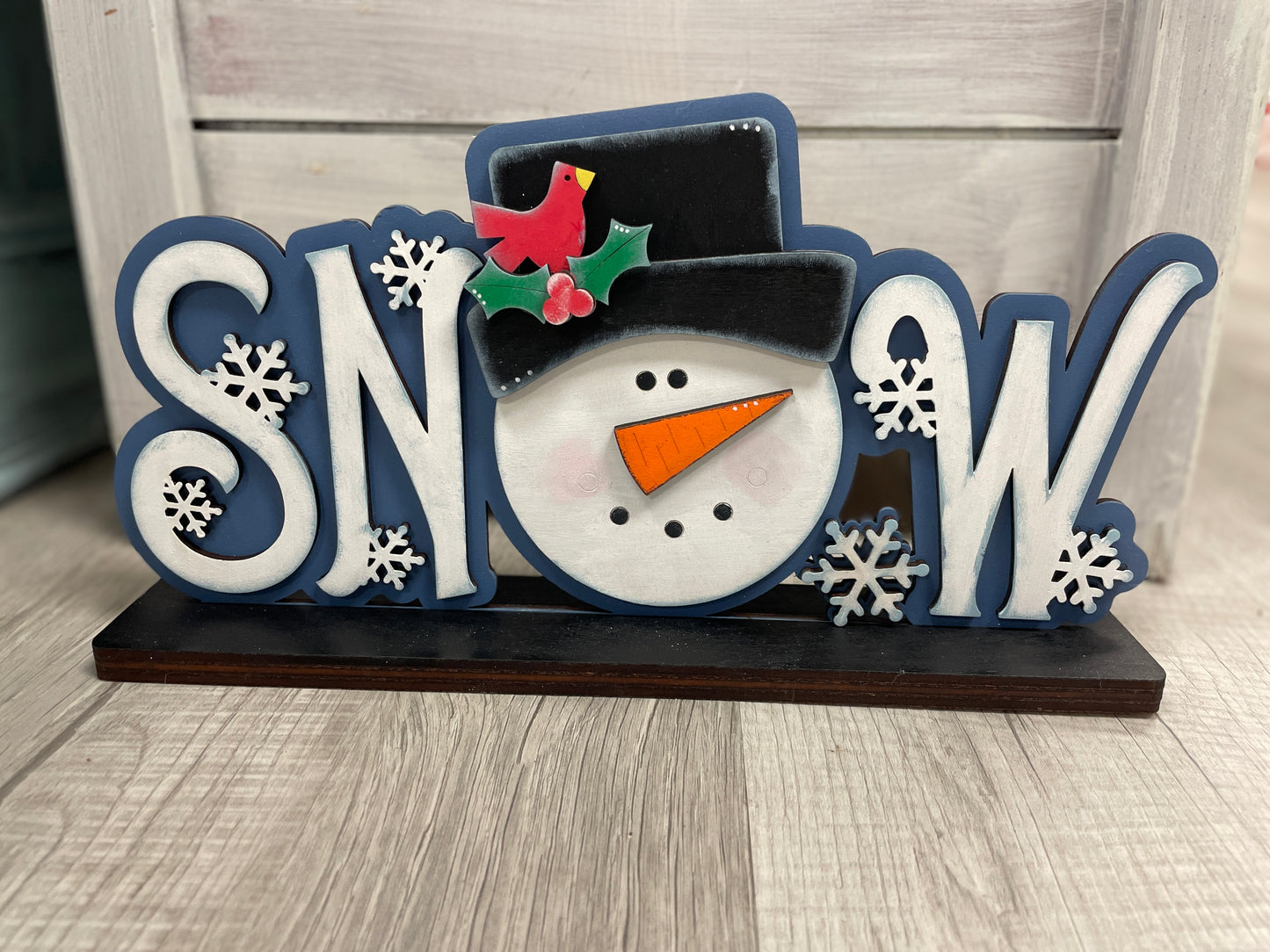Snow standing snowman sign