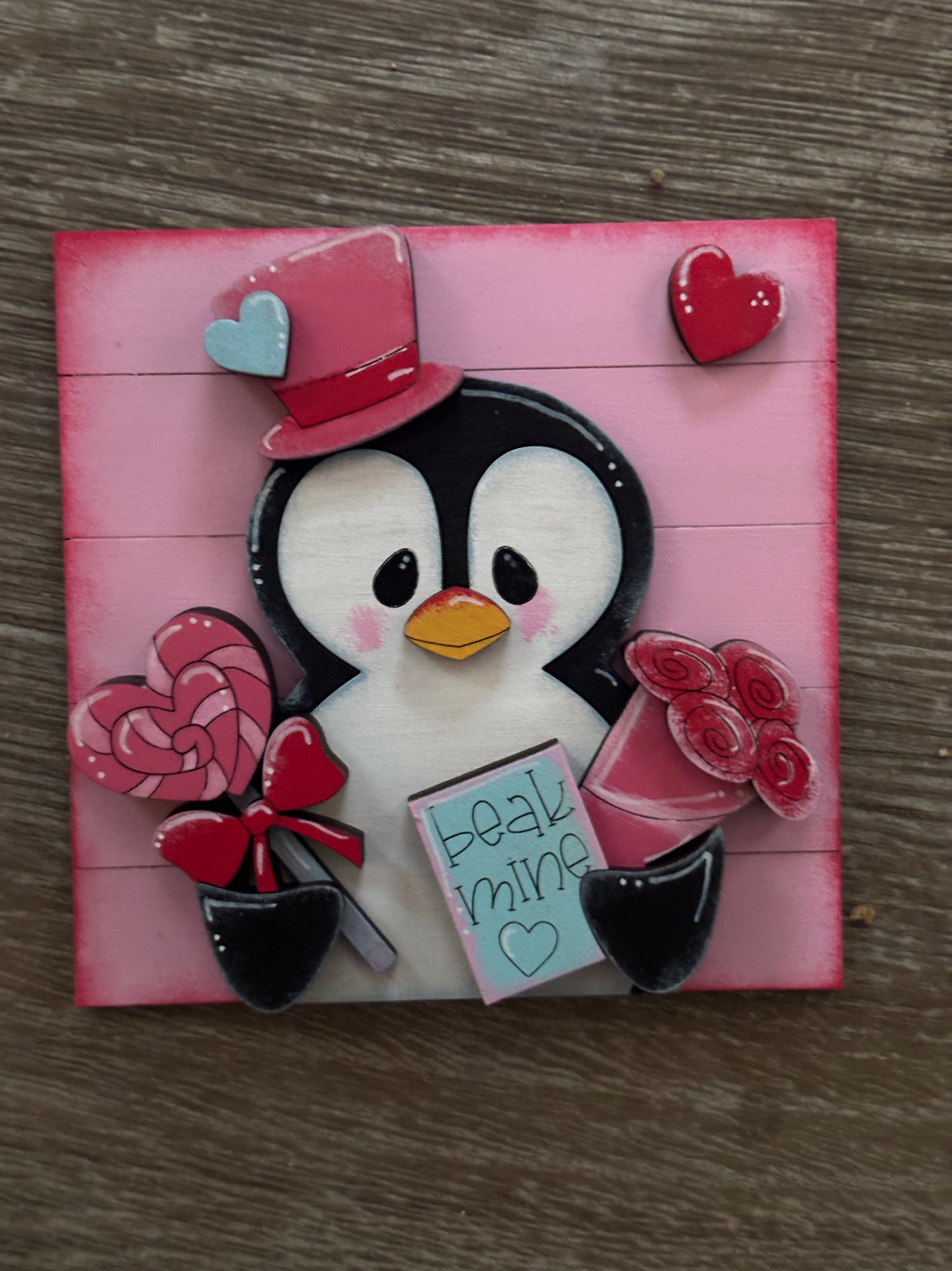 Valentine’s penguin interchangeable square inserts