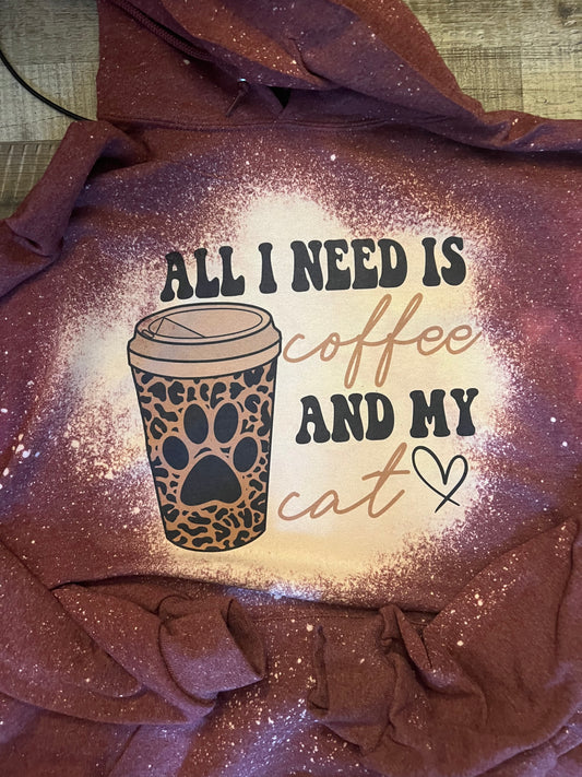 All you need is coffee and cats bleached tee