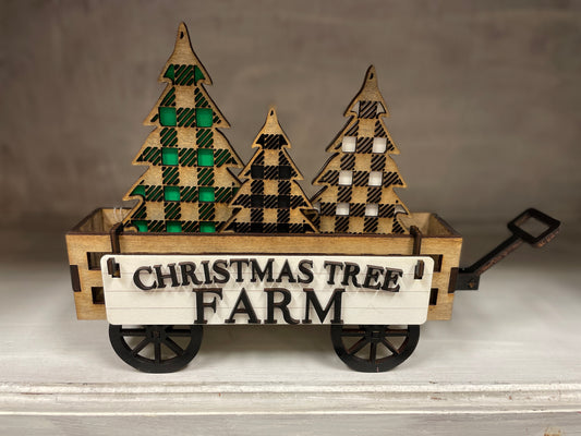 Christmas tree farm wagon/shelf set