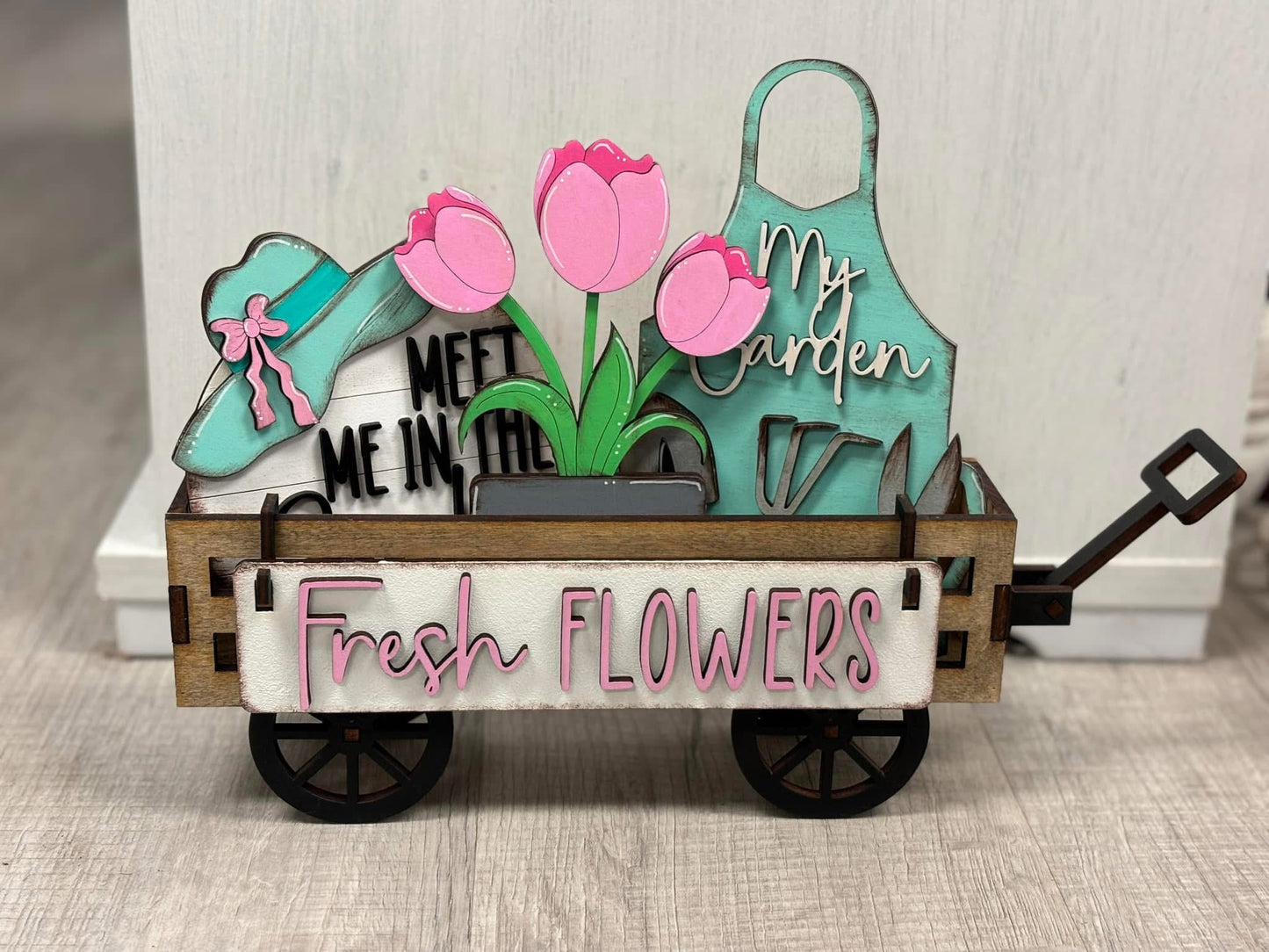 Fresh flowers spring wagon/shelf set