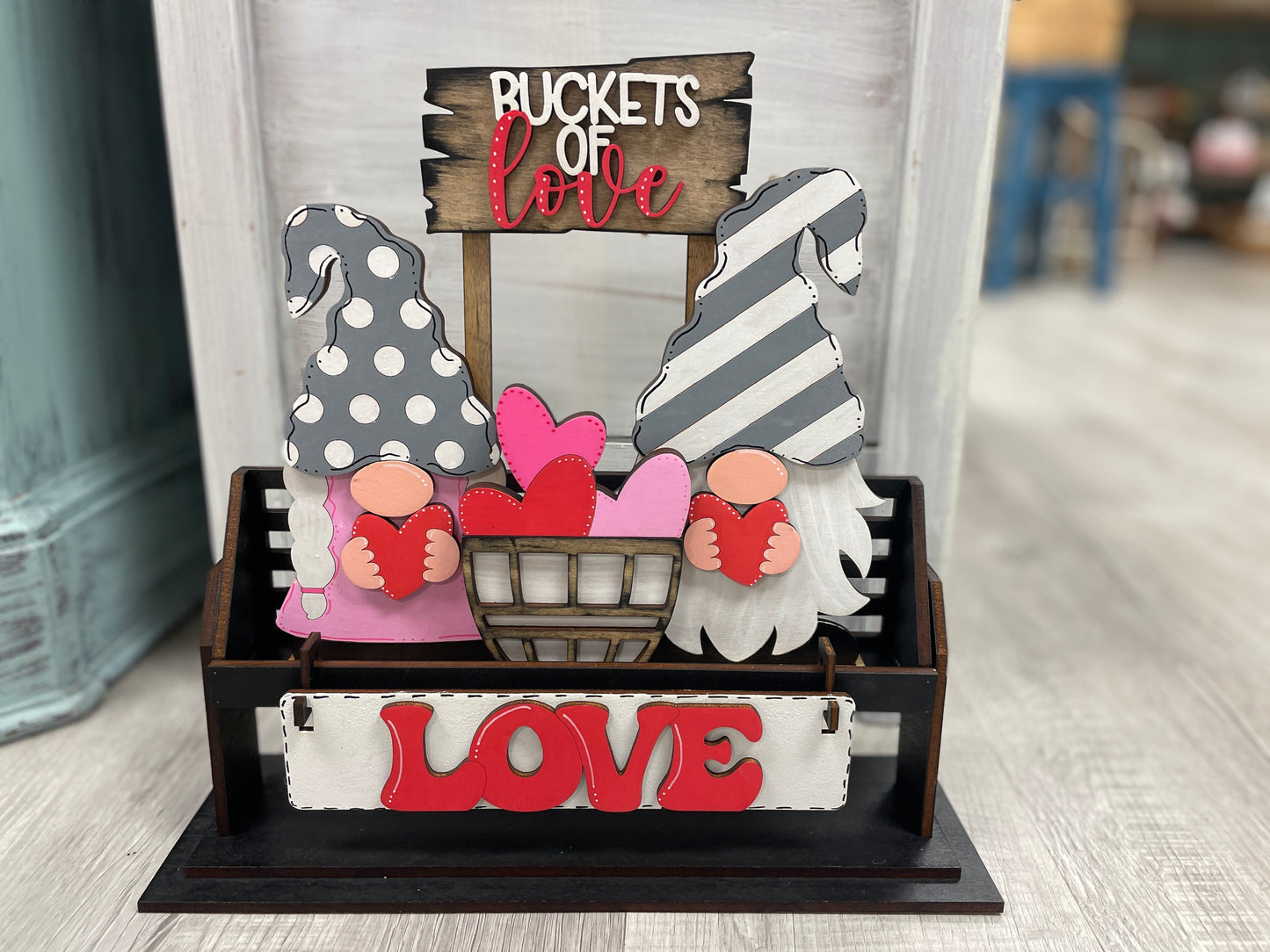 Valentine’s- Love gnome wagon/shelf set