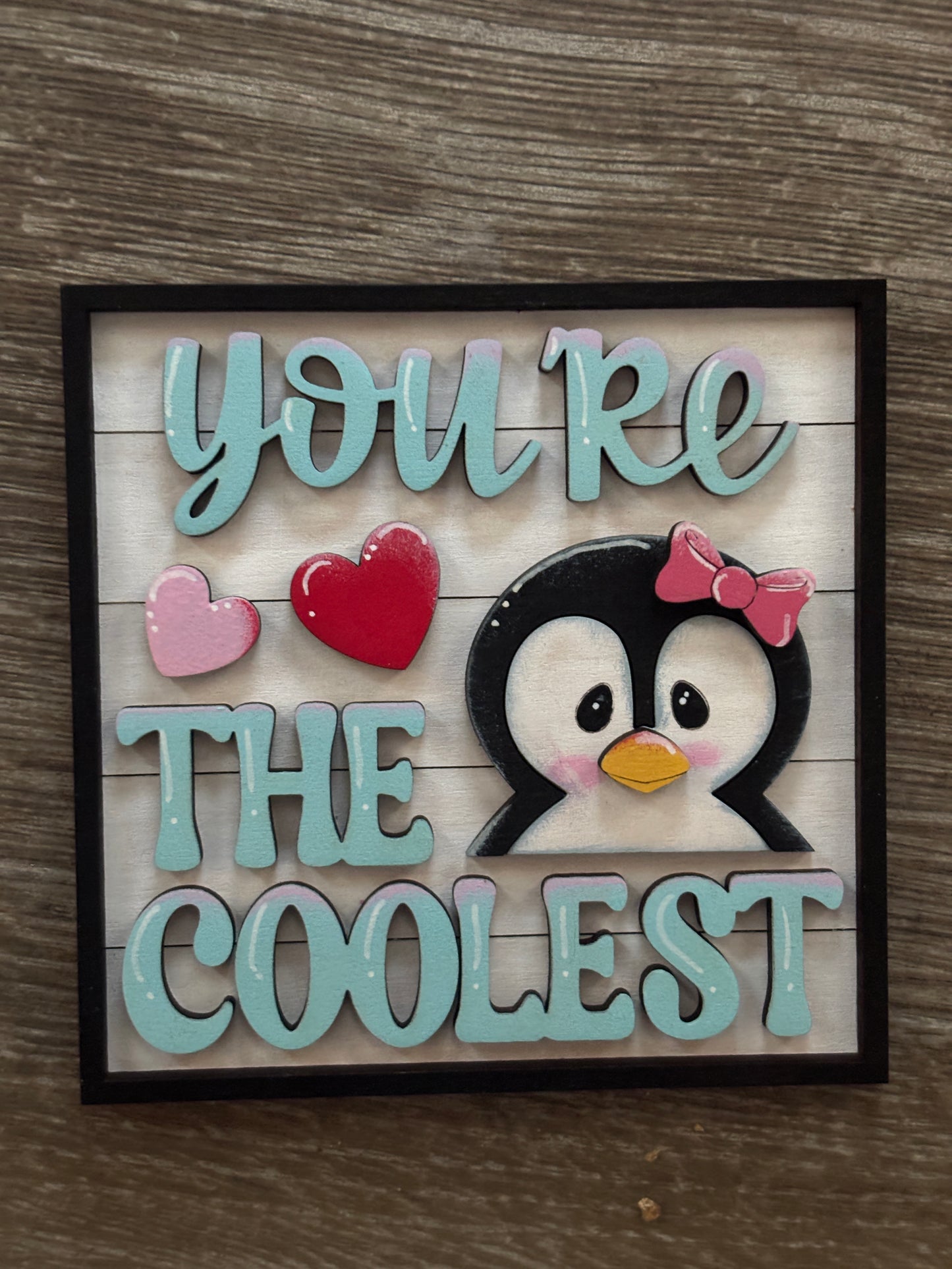 Valentine’s penguin interchangeable square inserts