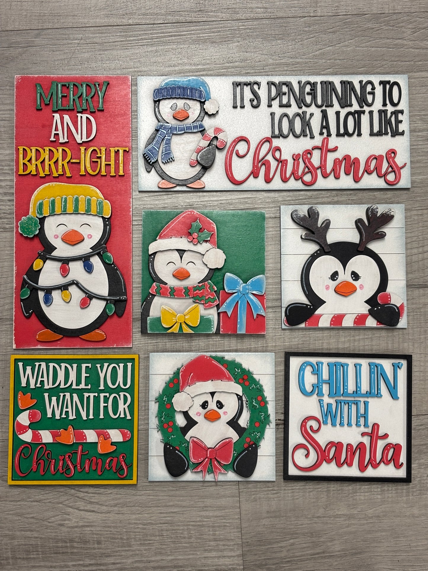 Christmas Penguin interchangeable square and rectangle inserts