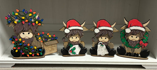 Standing Christmas highland cows