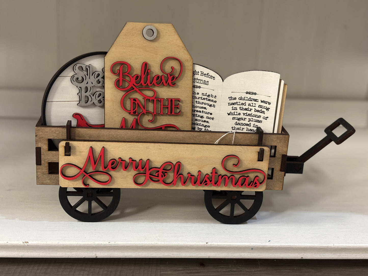 Merry Christmas wagon/shelf set