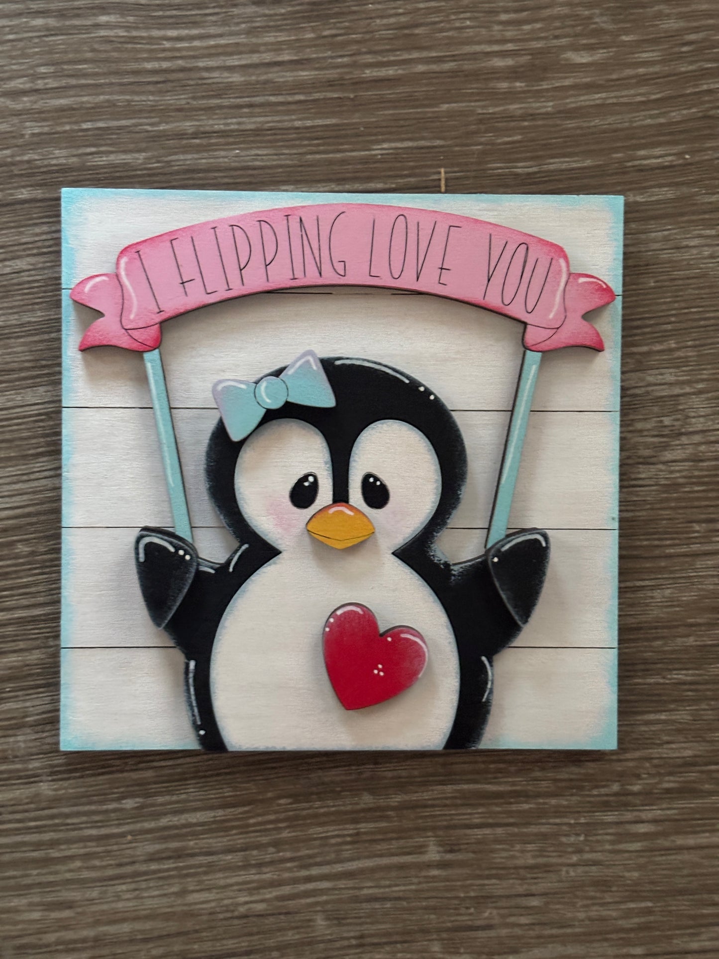 Valentine’s penguin interchangeable square inserts