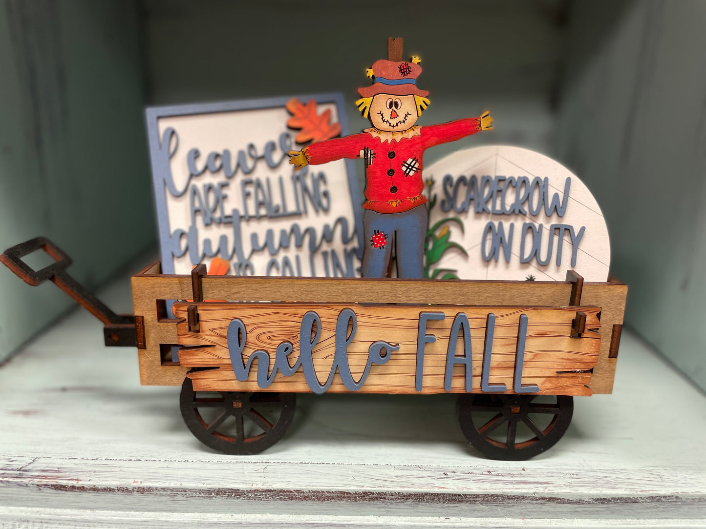 Hello fall interchangeable insert for wagon and shelf