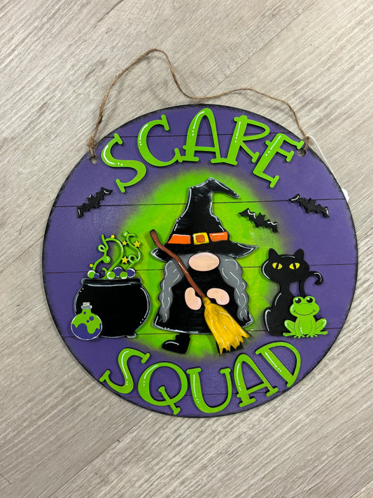 Scare squad gnome witch door hanger