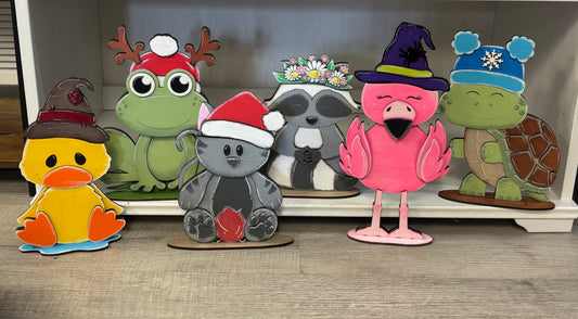 Standing Animals & gnomes with interchangeable hats (sold separately)