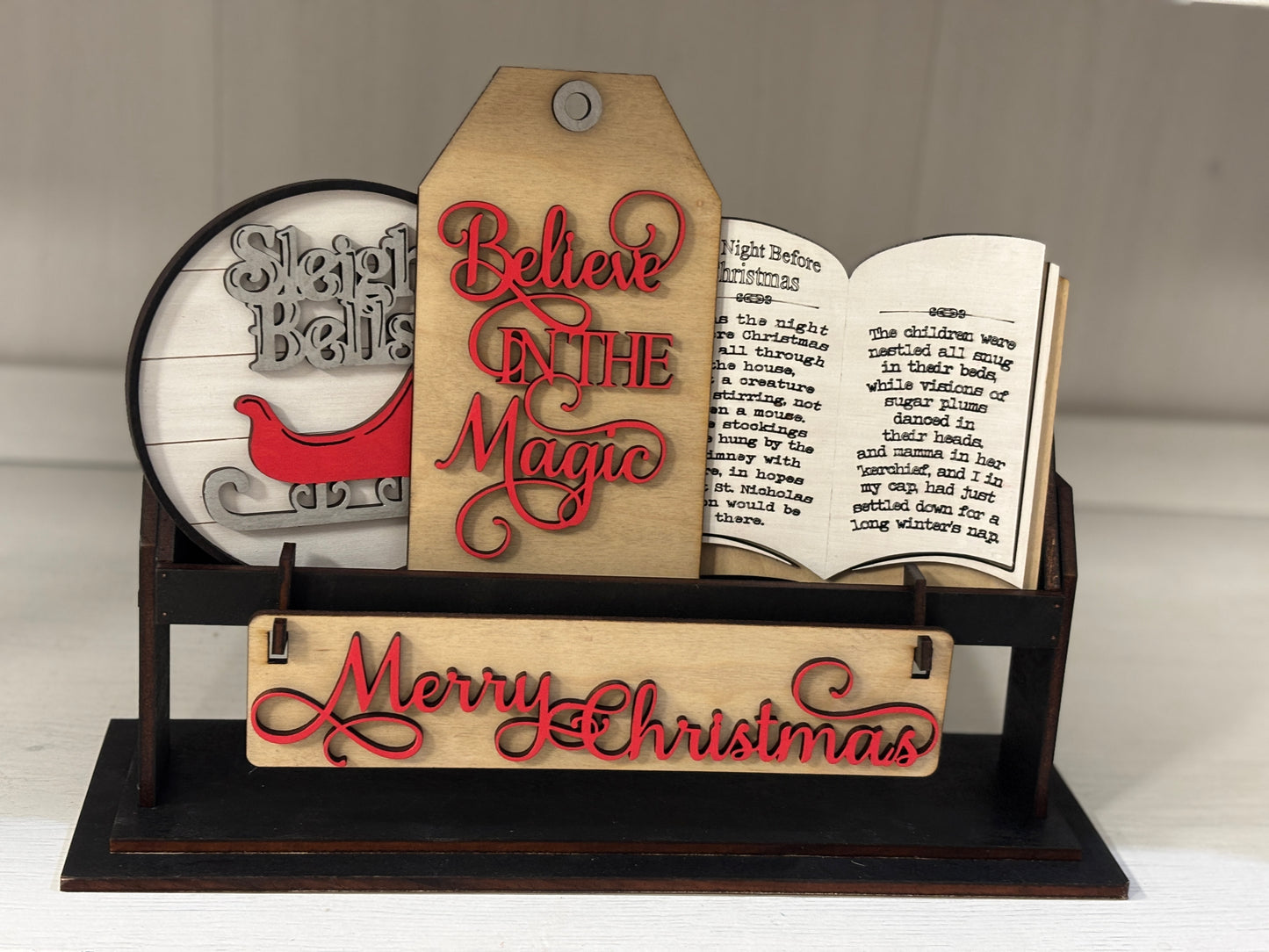 Merry Christmas wagon/shelf set