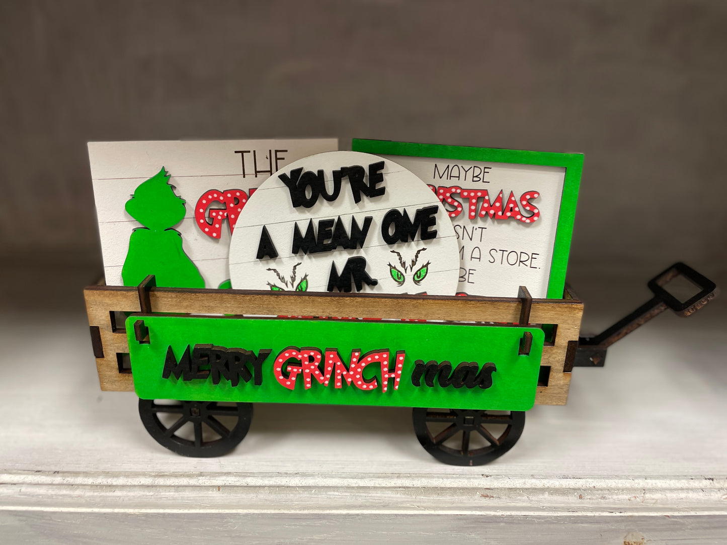 Merry grinchmas interchangeable wagon/shelf insert set