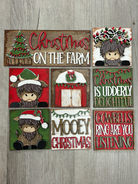 Christmas - highland cow square inserts