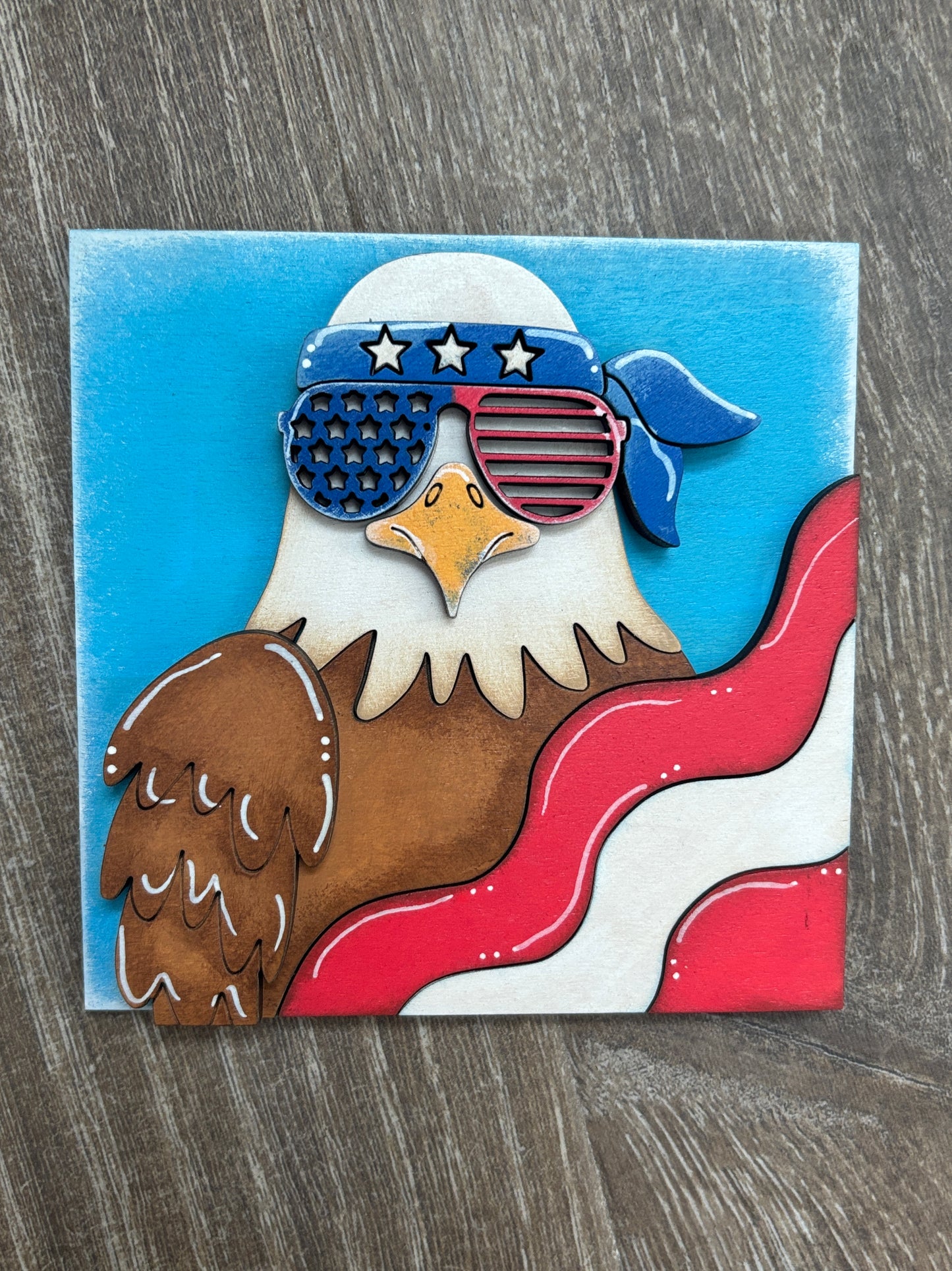 Patriotic eagle July 4th square inserts