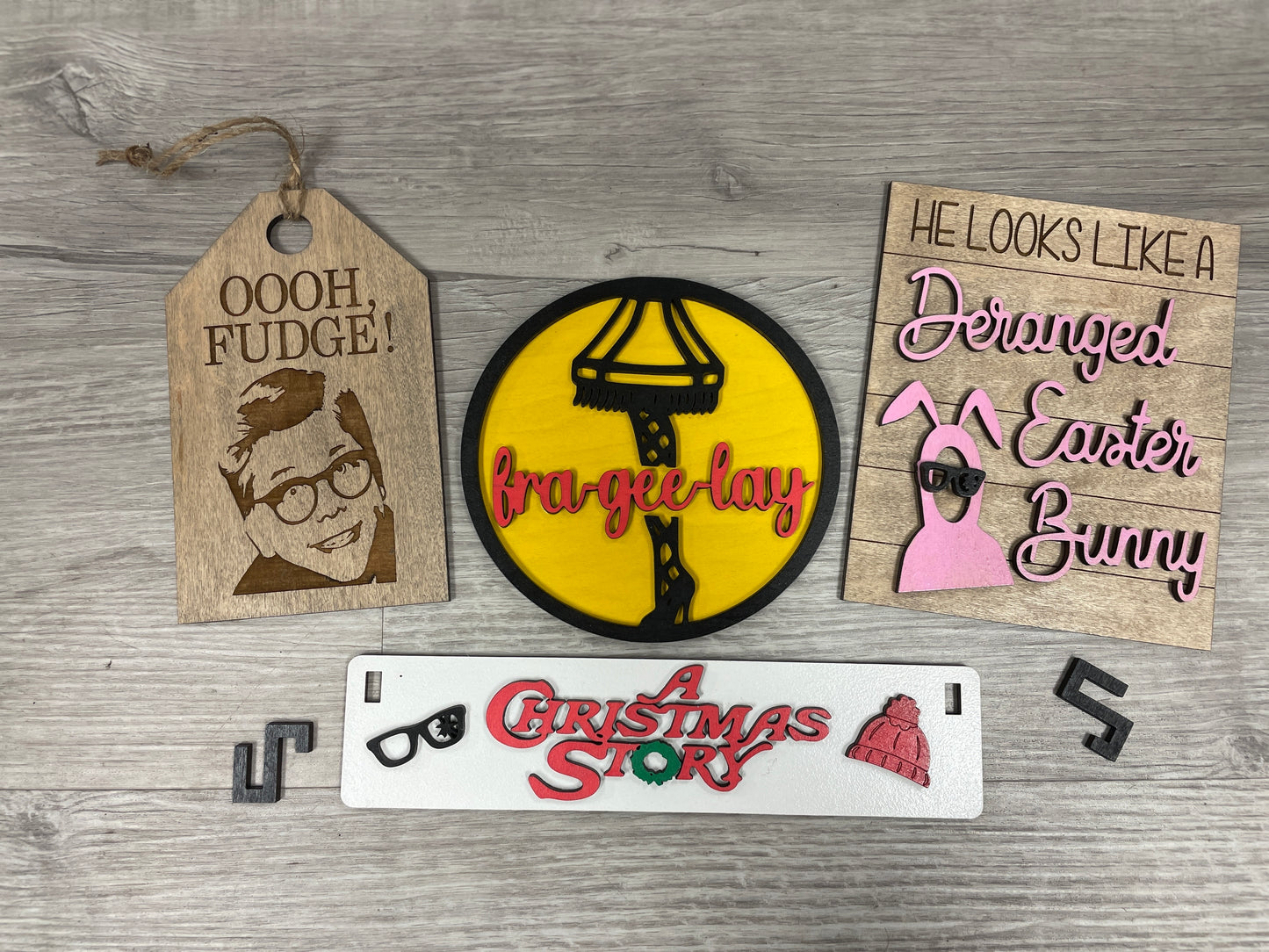 Christmas story interchangeable wagon/shelf insert set