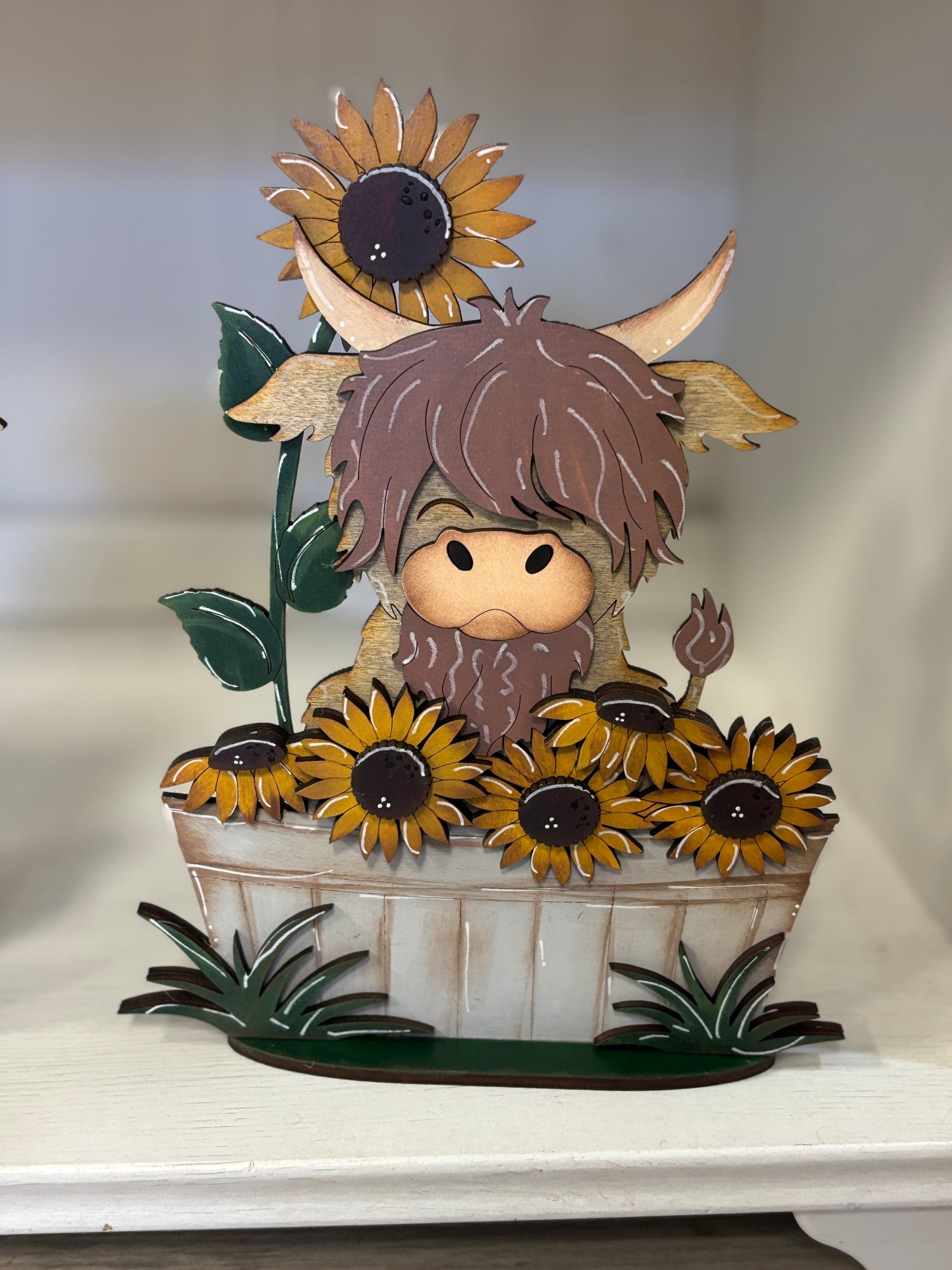 Mini standing highland cows- sunflowers