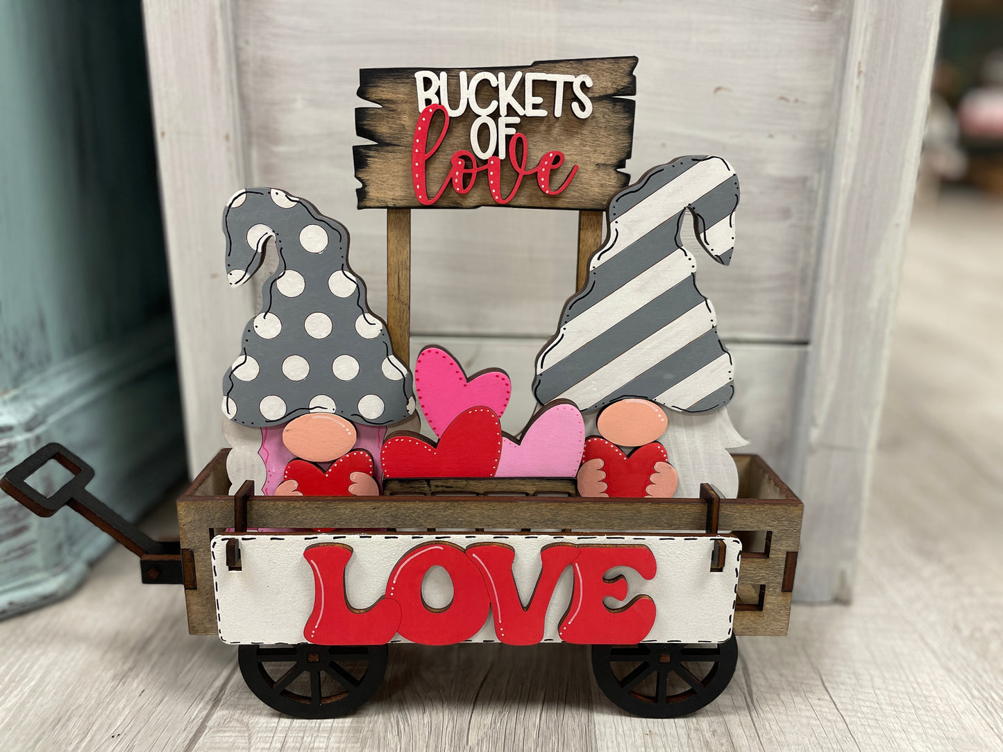 Valentine’s- Love gnome wagon/shelf set