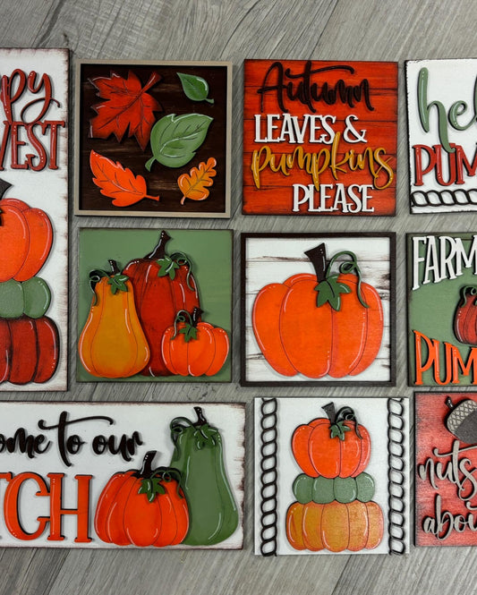 Fall autumn harvest pumpkin interchangeable square & rectangle inserts