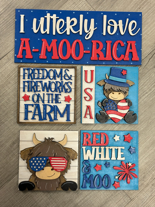 July 4th - highland cow square inserts