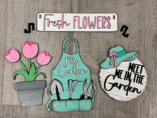 Fresh flowers spring wagon/shelf set