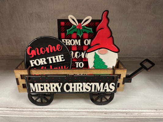 Merry Christmas gnome wagon/shelf set