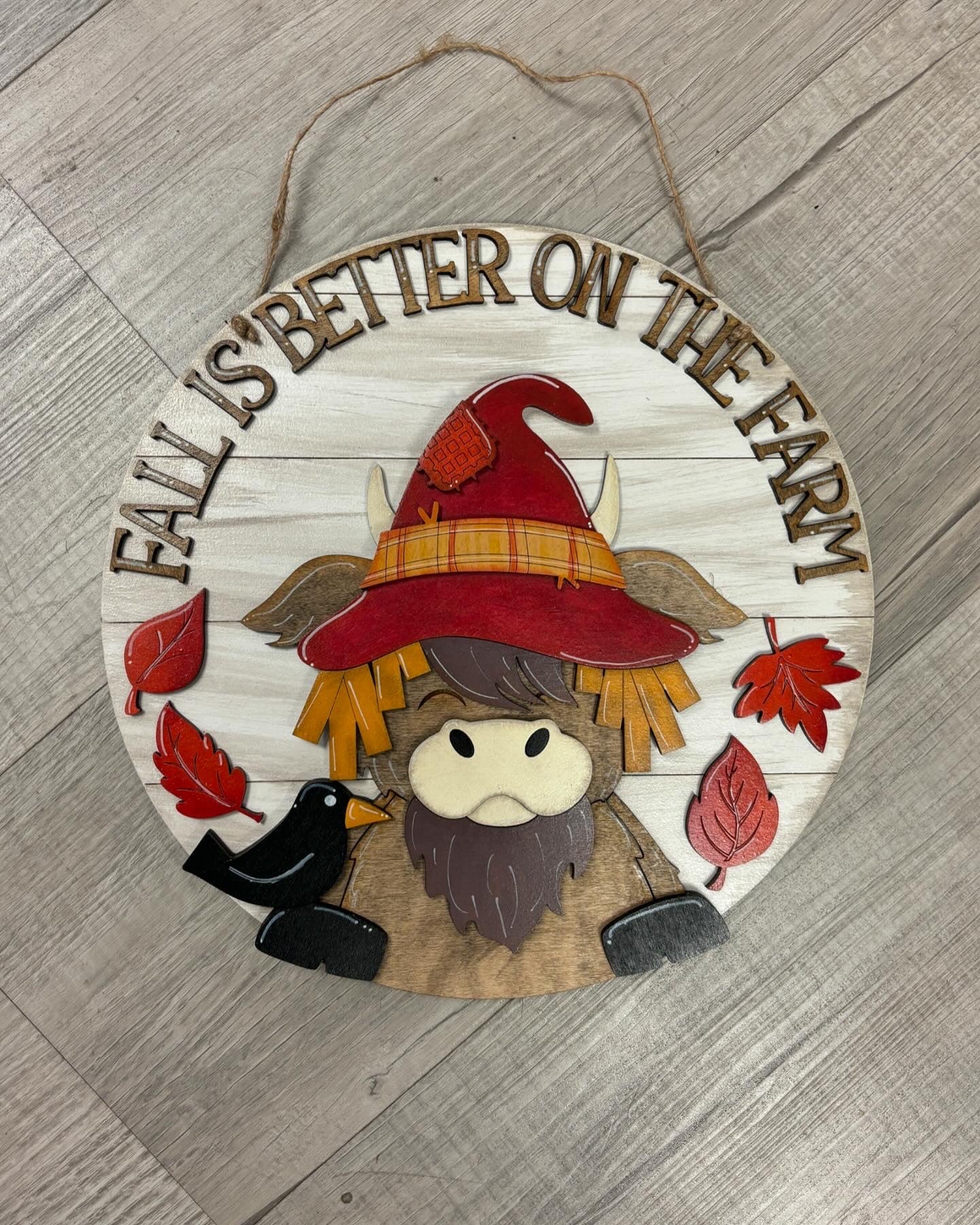 Fall highland cow door hanger