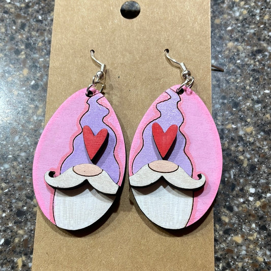 Valentine’s gnome earrings