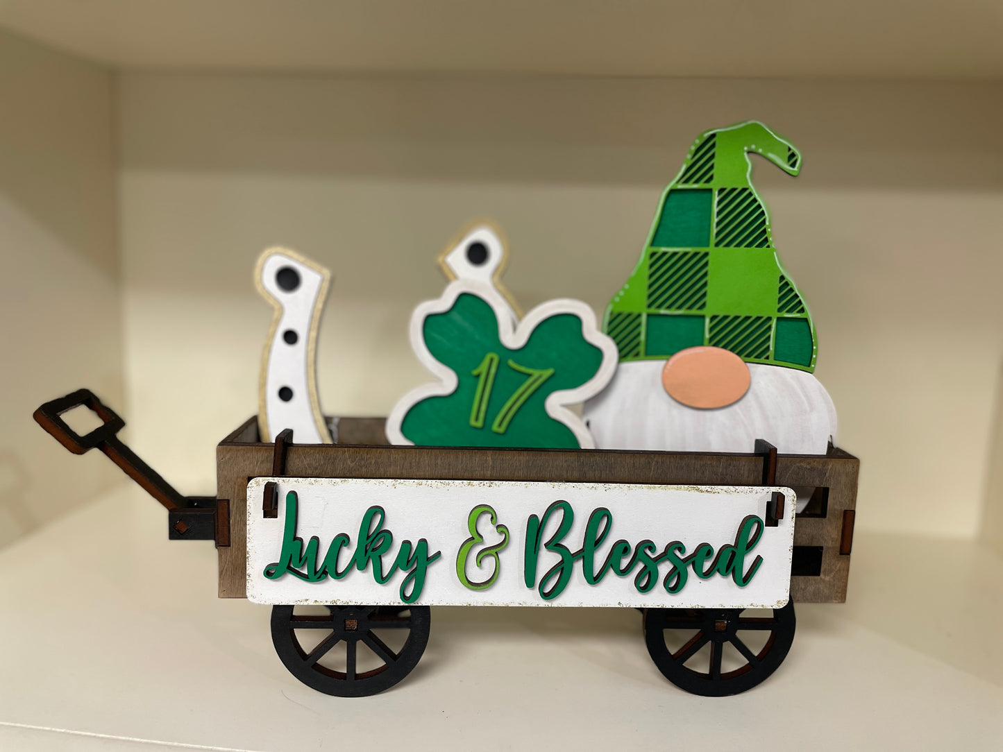 Lucky & Blessed wagon/shelf set