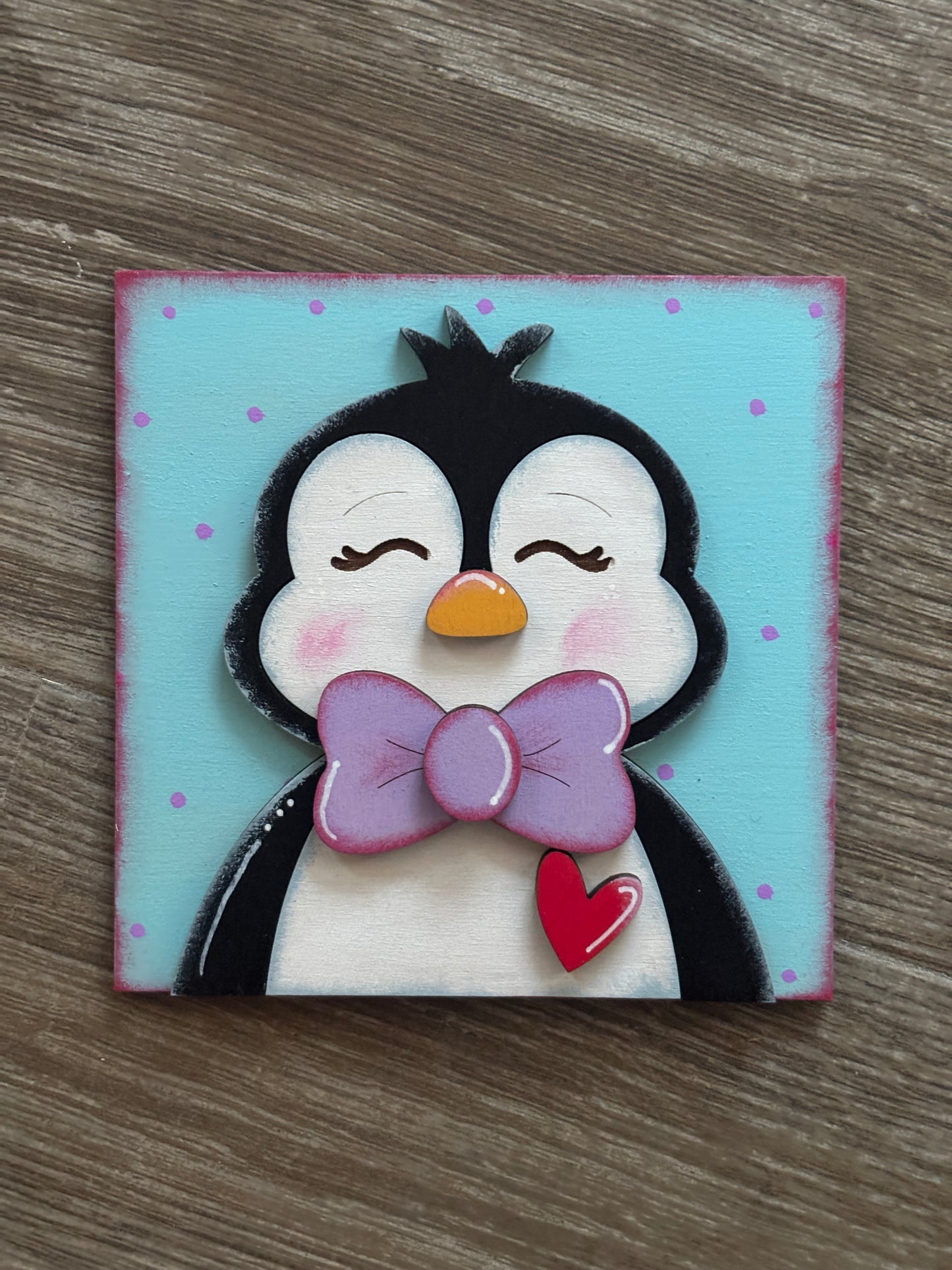 Valentine’s penguin interchangeable square inserts