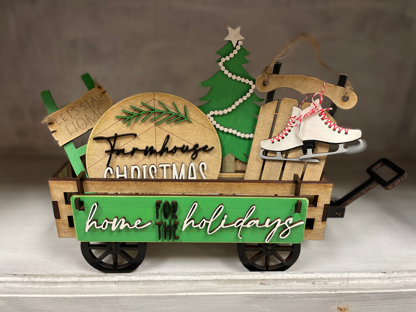 Home for the holidays wagon/shelf set