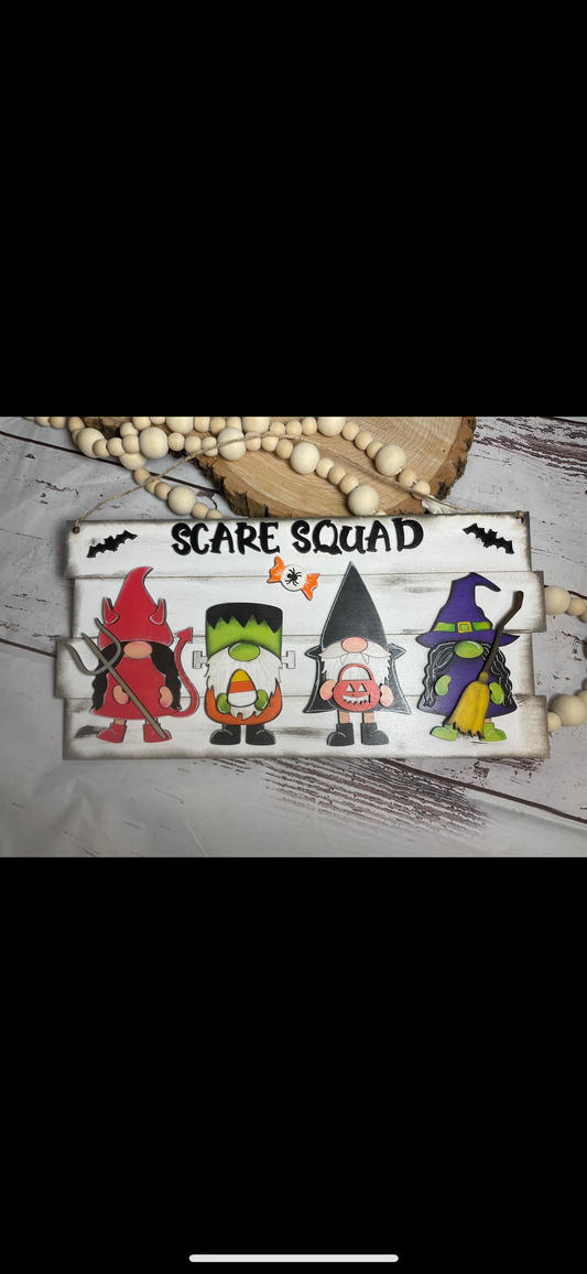 Scare squad gnome halloween sign