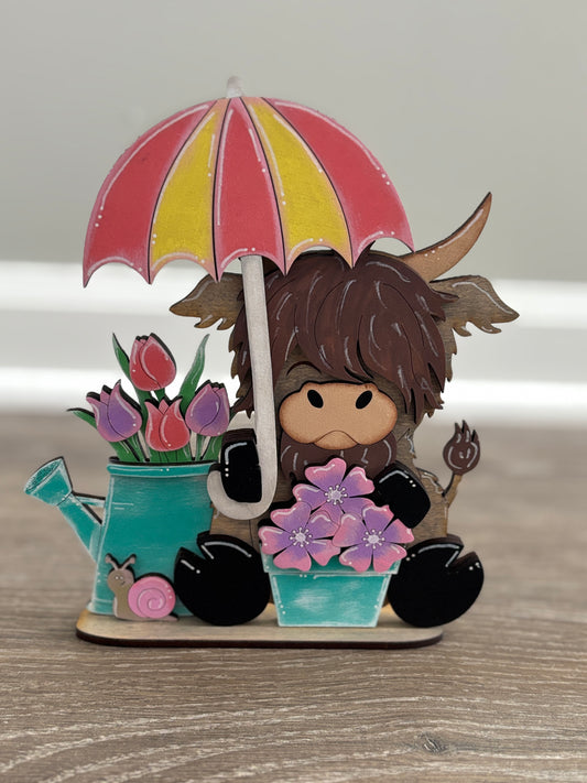 Mini standing spring highland cow