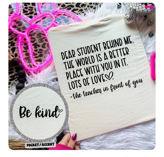 Dear student behind me …