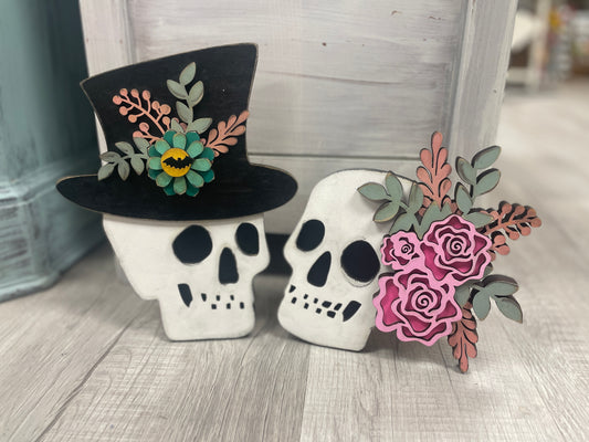 Standing Day of the dead skulls