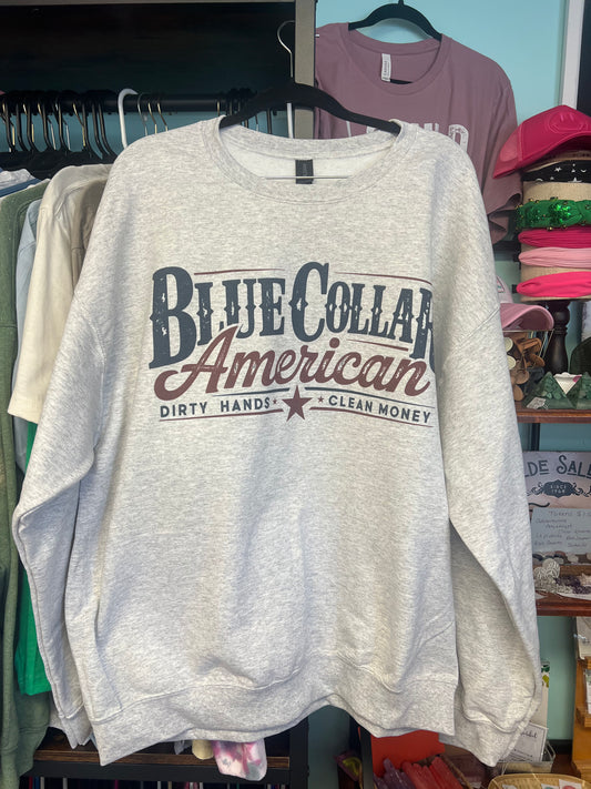 Blue collar American crew sweatshirt