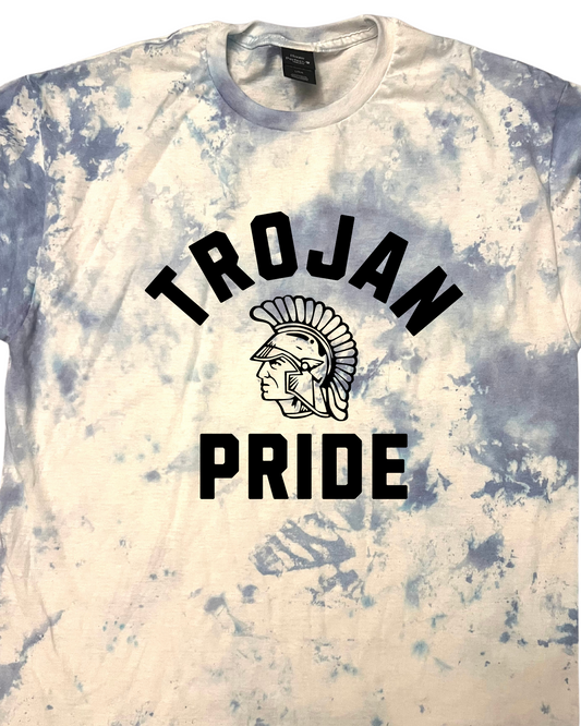 Trojan pride tye dye blue tee