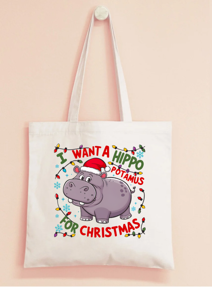 I want a hippopotamus tote bag