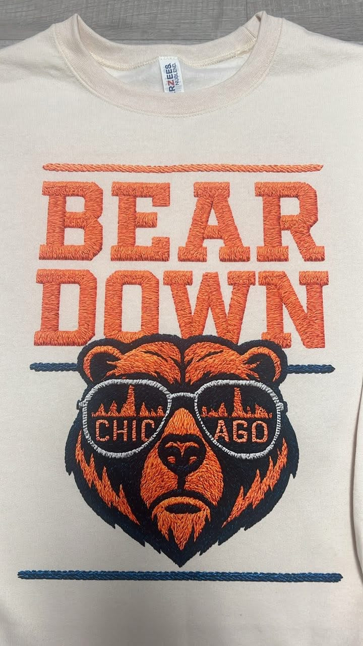 Bears Faux Yarn Cream Crew