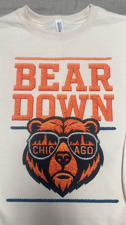 Bears Faux Yarn Cream Crew