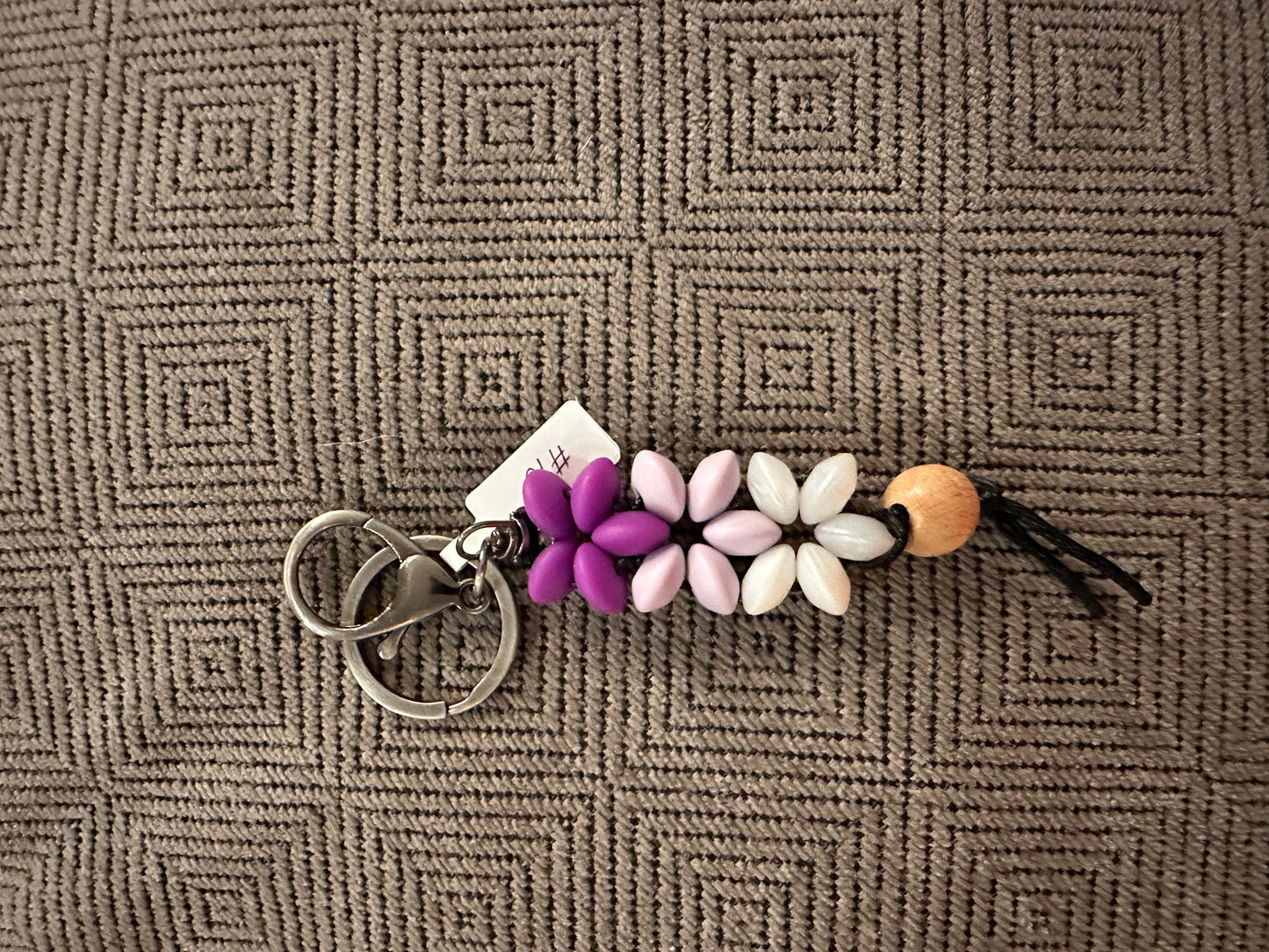 3 flower Beaded keychain