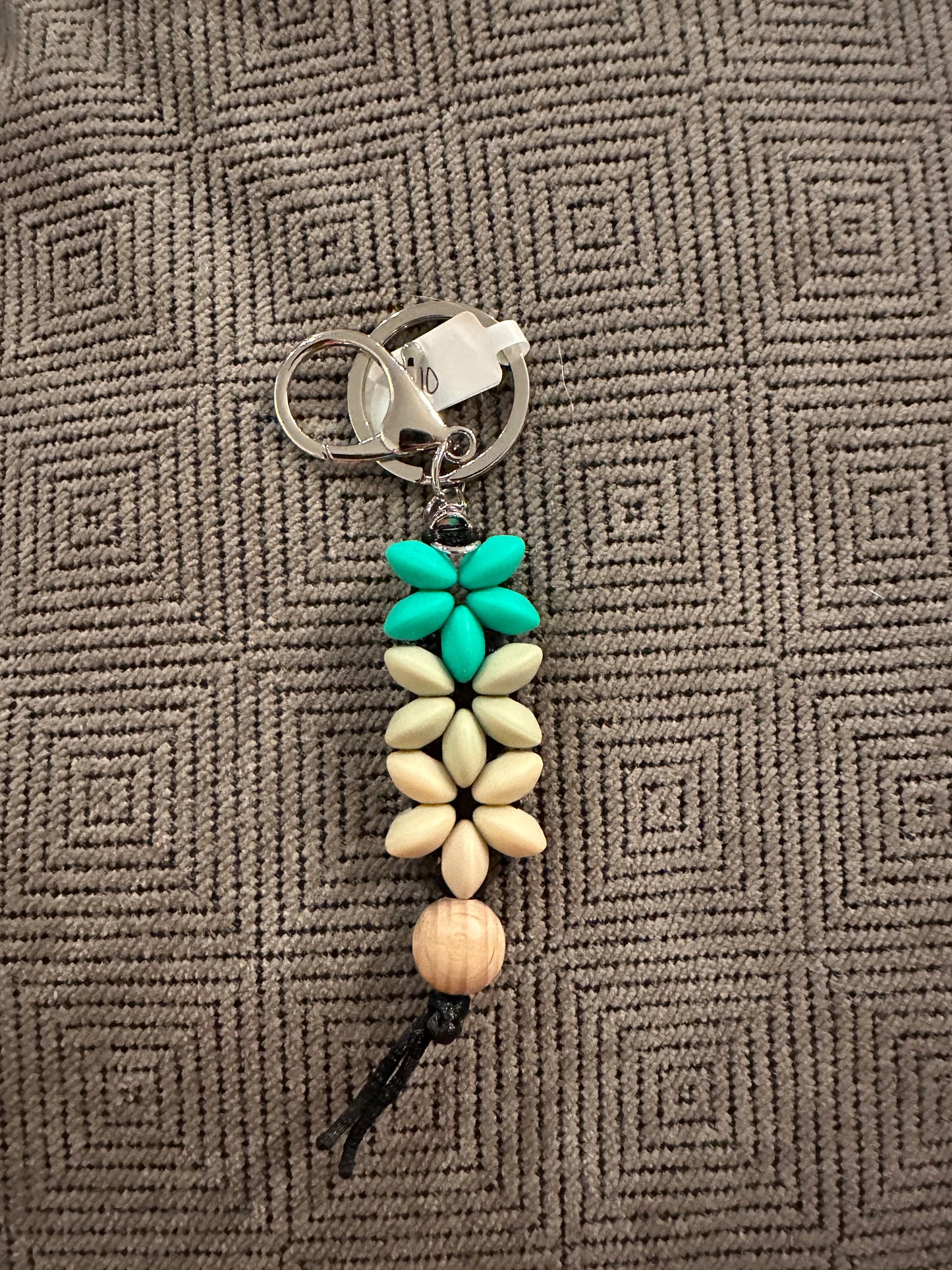 3 flower Beaded keychain