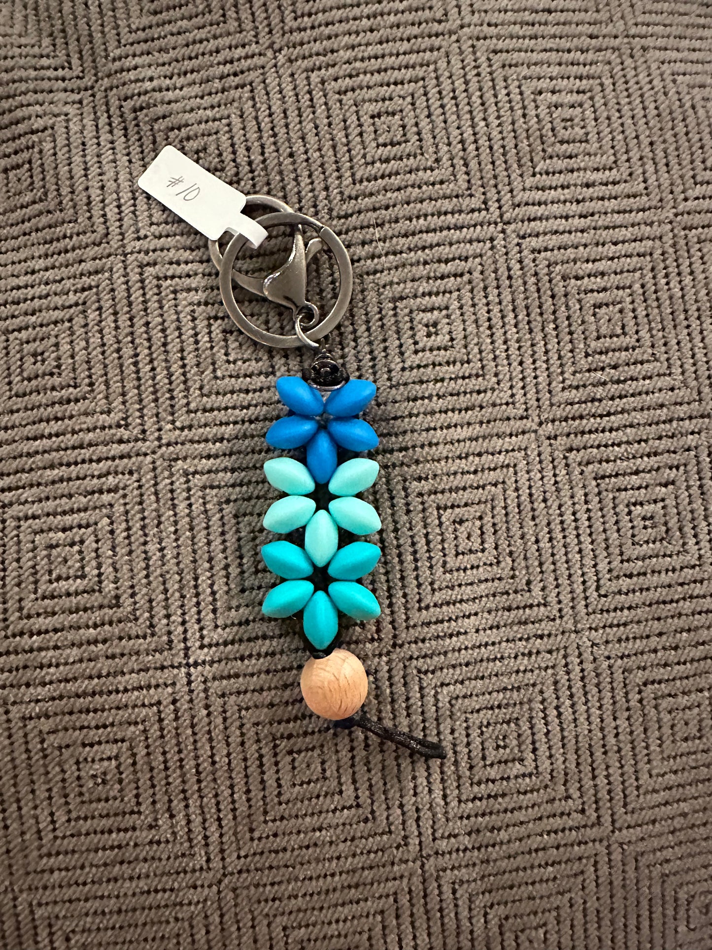 3 flower Beaded keychain